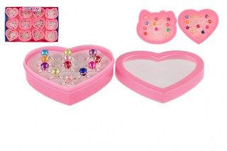 Obrázek z Sada 12ks prstýnků s perlou kov/plast, v krabičce, 2dr 